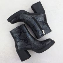 Goe Stivali leather ankle with snake print heel, Goe