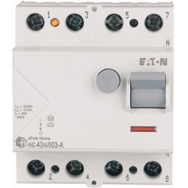 HNC-40/4/003-A 40A / 30mA / A Residual Current Circuit Breaker 40A 4-Pole 4 Modules 30mA Type A 6kA
