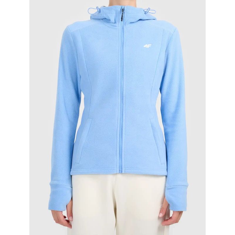 Women's fleece with a hood, zip-up, 4F 4FWAW26TFLEF478-32S