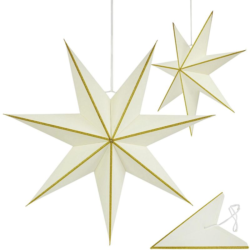 DECORATIVE HANGING PAPER STAR FSC 18x60CM WHITE 7 ARMS MICA