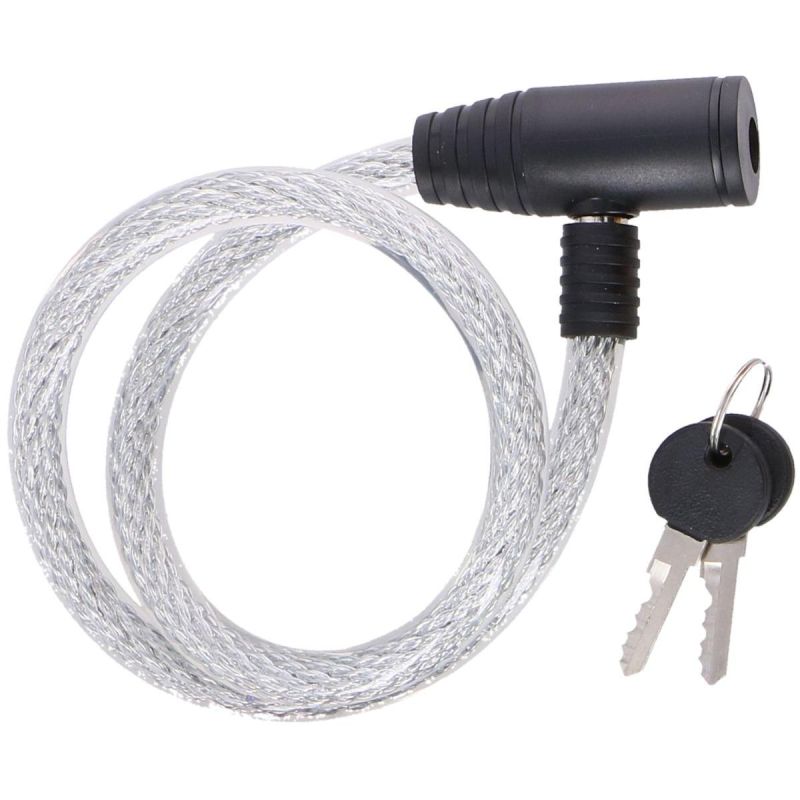 DUNLOP SPIRAL BICYCLE LOCK WITH KEY 1.2x65CM - TRANSPARENT
