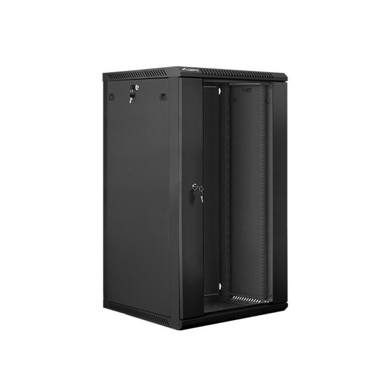 Lanberg WF01-6622-10B single-section cabinet (22U; 1080mm / 600mm / 600 mm; wall-mounted; Glass; 19''; black)