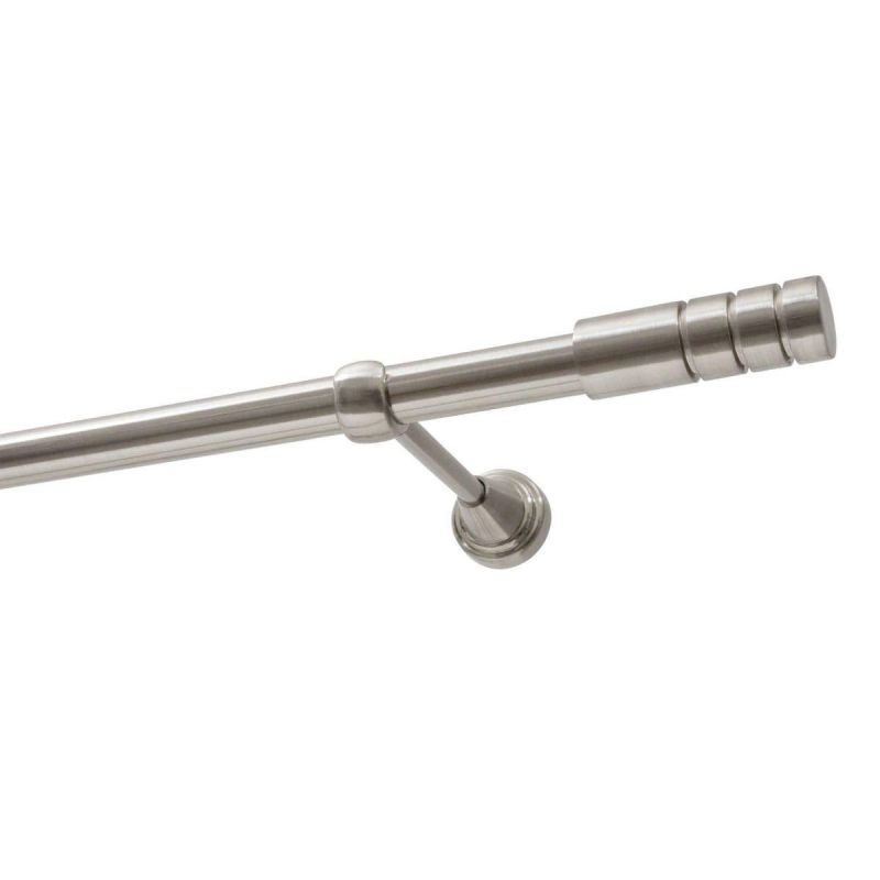 SINGLE CURTAIN ROD Ø 19 MM STAINLESS STEEL EFFECT 240 CM TECHNO KOWALSKI