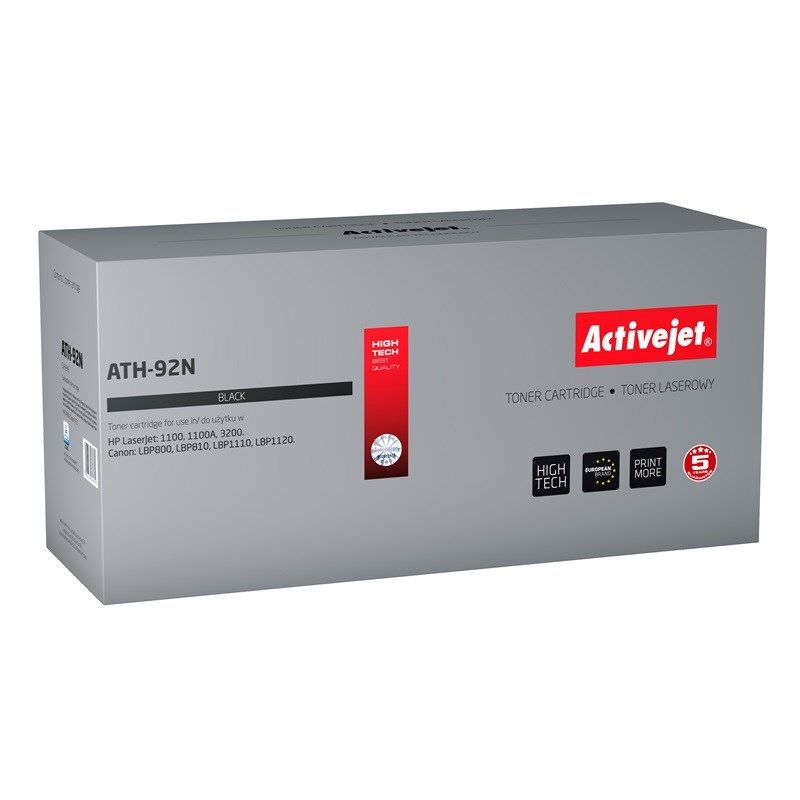 Activejet ATH-92N Toner (replacement for HP 92A C4092A, Canon EP-22; Supreme; 3100 pages; Black)