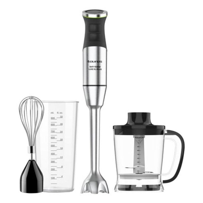 Taurus 1500W hand blender with accessories (chopper, whisk, steel tip, measuring cup)