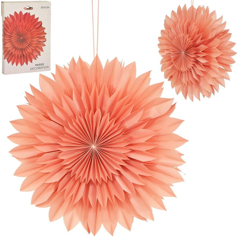 3D DECORATIVE HANGING PAPER STAR 50CM PINK