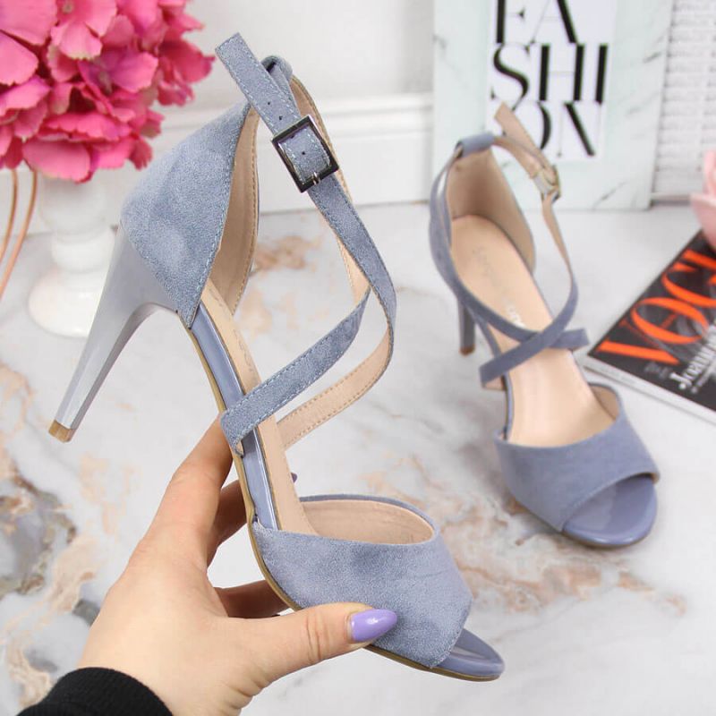 Sandals on a blue high heel W ..