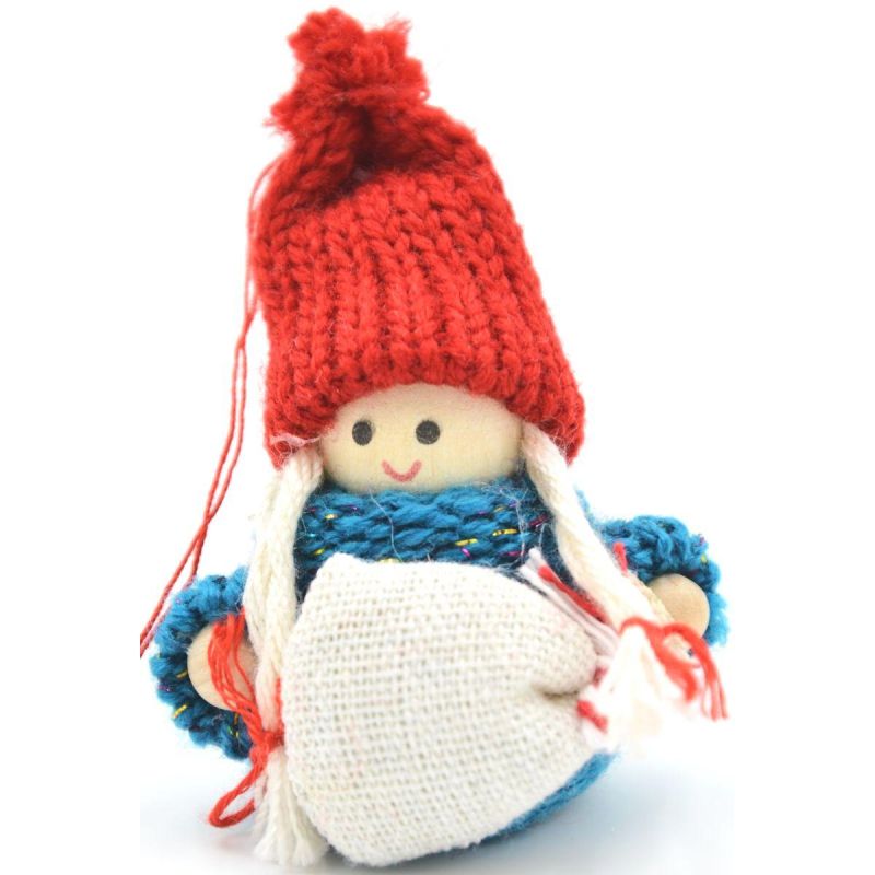 DECORATIVE DOLL WITH BAG BLUE GIRL 7.5 CM