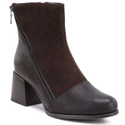 M. Daszyński Stivali insulated ankle with block heel, chocolate M.Daszyński
