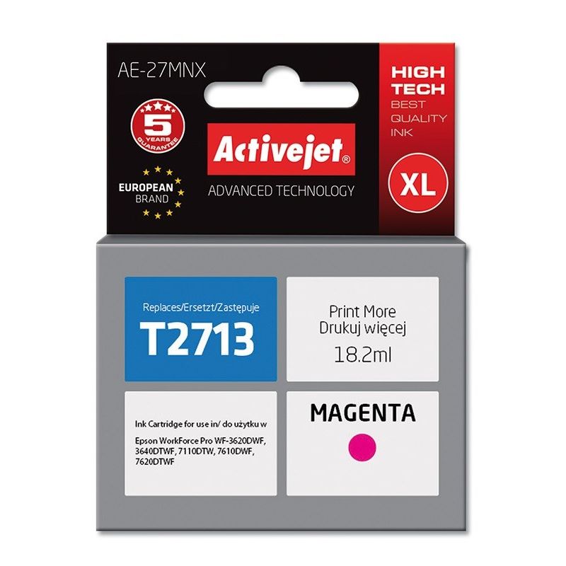 Activejet AE-27MNX Ink (replaces Epson 27XL T2713; Supreme; 18 ml; red)