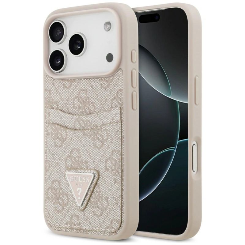 Guess 4G nauble Card Triange Case for iPhone 18 Pro / 17 Pro – pink
