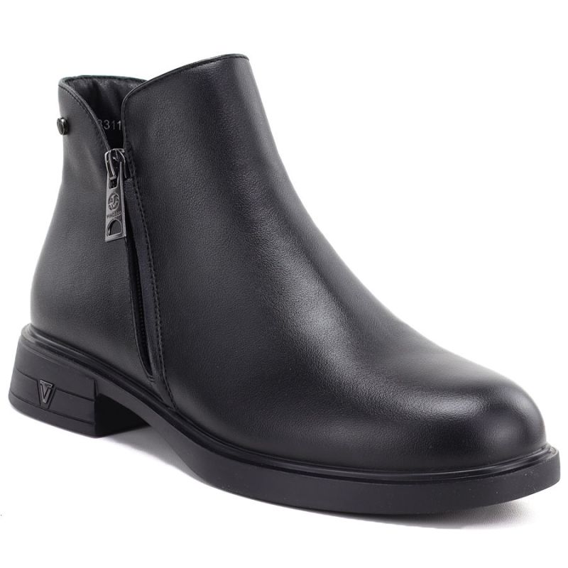 Women's leather ankle boots insulated black Vinceza 133112