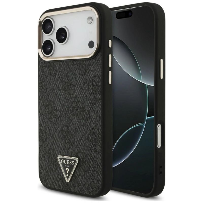 Guess 4G Triangle Logo MagSafe Case for iPhone 18 Pro Max / 17 Pro Max, black – gold