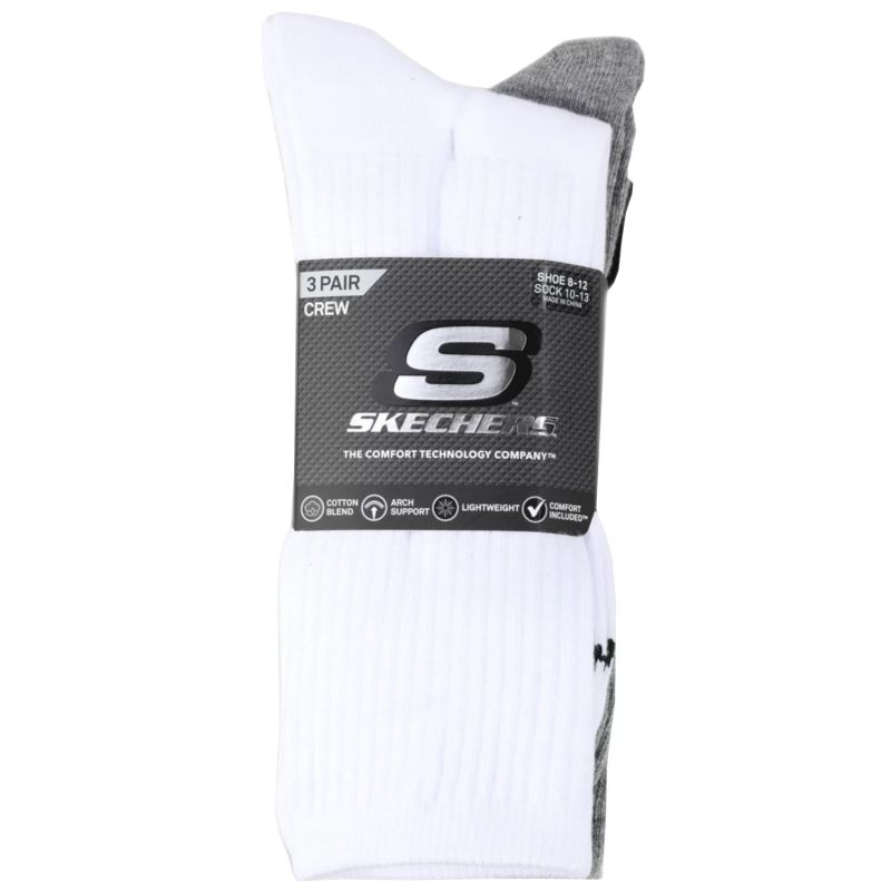 Skechers 3pk Unisex Non Terry Crew S601102-107 White 43-46