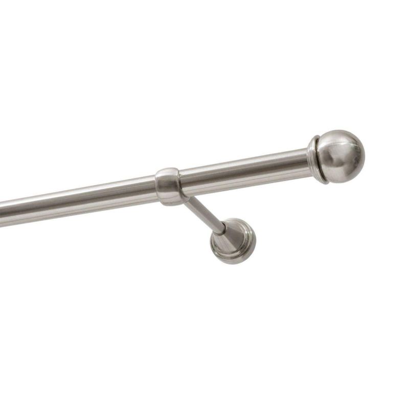 Single Curtain Rod Ø 19 mm, Stainless Steel Effect, 200 cm, Knob MAX KOWALSKI