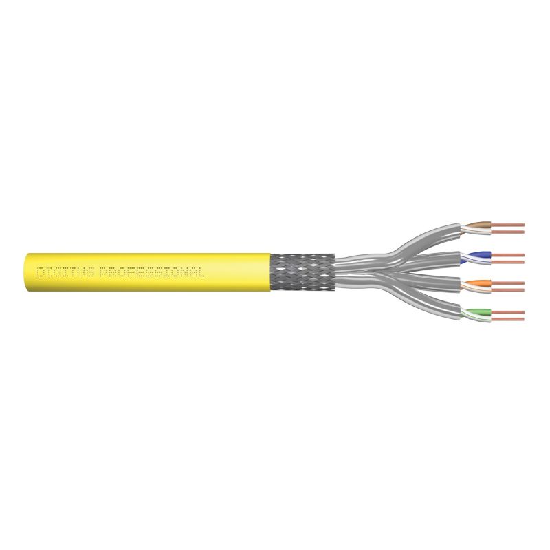 DIGITUS installation cable cat.7A, S/FTP, Dca, AWG22/1, LSOH, 500m, yellow, reel