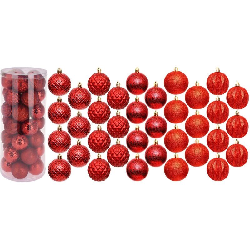 DECORATIVE PLASTIC BALL 6CM SET 35 PCS RED