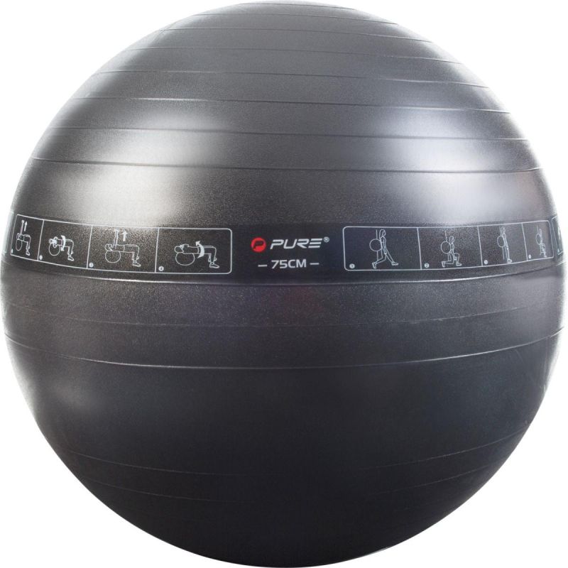 FITNESS BALL 75CM BLACK PURE 2 IMPROVE