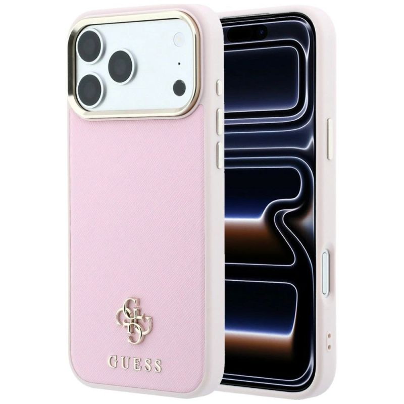 Guess Saffiano Small 4G & Classic Logo MagSafe Case for iPhone 18 Pro / 17 Pro – Pink