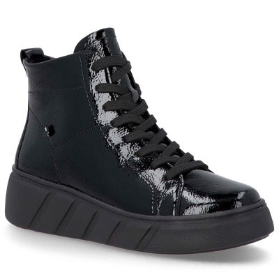 Rieker Stivali patent leather platform ankle, Rieker