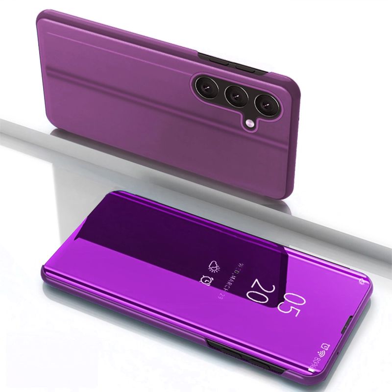 Clear View Case for Samsung Galaxy S25 Cover with Flip - Pink