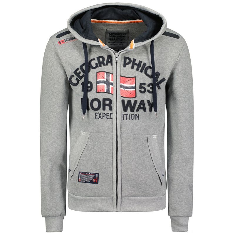 Men’s Geographical Norway Flag DB MEN 054 Grey Hoodie (WW6088H/GN/Blended Grey)
