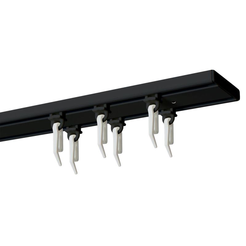 200 cm Double Black Aluminium Ceiling Track with Gliders and Hooks KOWALSKI