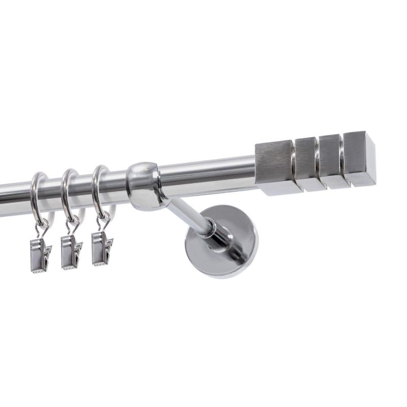 Single Curtain Rod Ø 19 mm Chrome 160 cm DION with Rings KOWALSKI