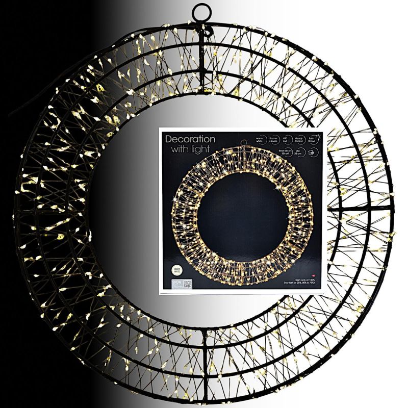 Decorative Christmas LED Wreath, Tire Design, 480 LEDs, 38 cm, Black