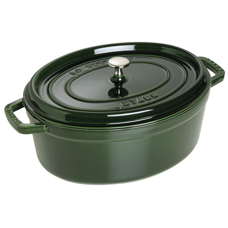 Staub Oval Cast Iron Pot – Green, 5.5 L