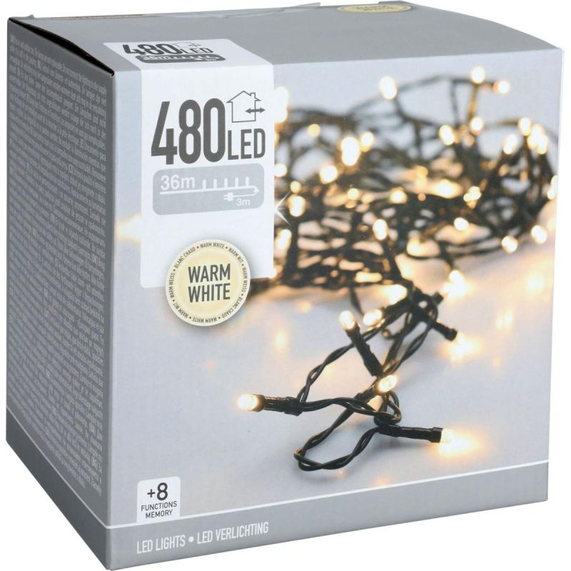 CHRISTMAS TREE LIGHTS STRING LIGHTS 480 LED TIMER WARM WHITE
