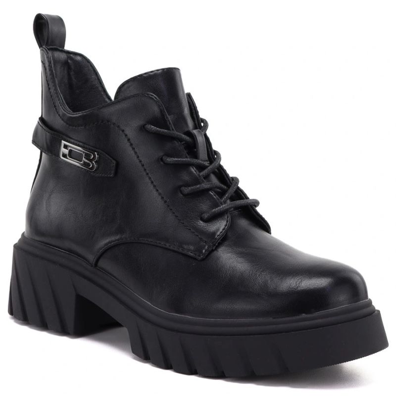 Women’s black ankle boots with block heel and platform, Jezzi MR2502-3