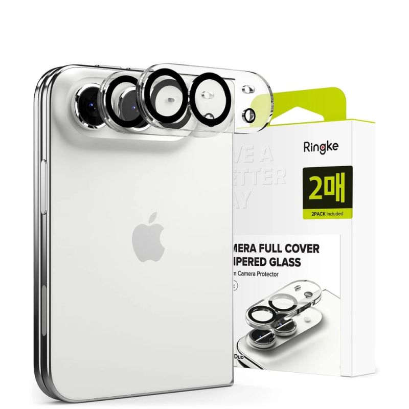 Ringke Camera Full Cover 2-Pack Tempered Glass Camera Protector for iPhone Duo – Black