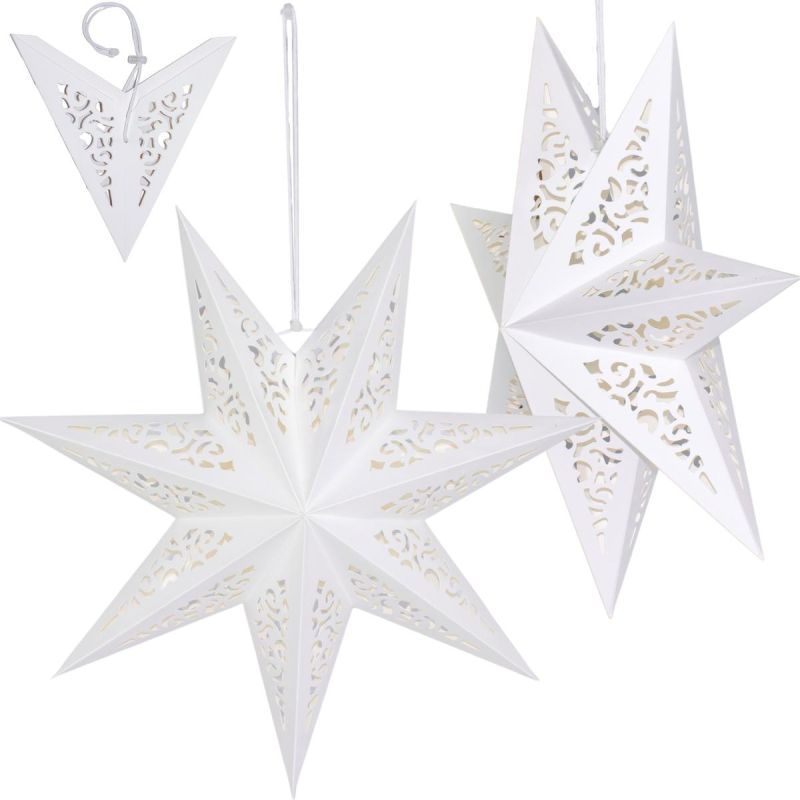PAPER DECORATION STAR 45CM 7 ARMS WHITE