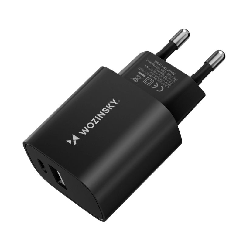 Wozinsky WGWCB USB-A USB-C 20W Wall Charger - Black