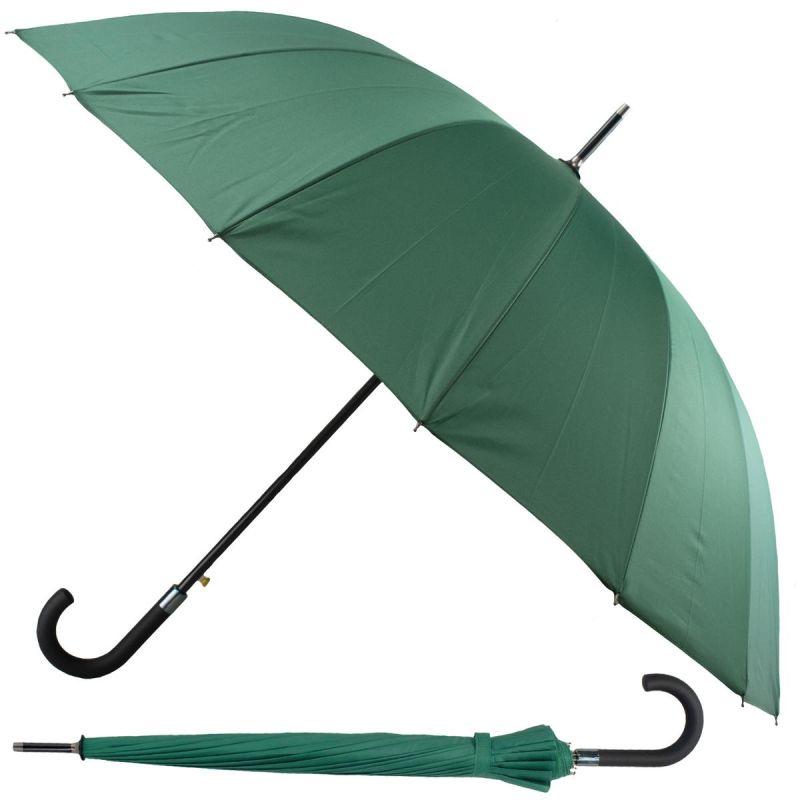 Long Semi-Automatic Umbrella, 16 Ribs, Green, SEMI LINE