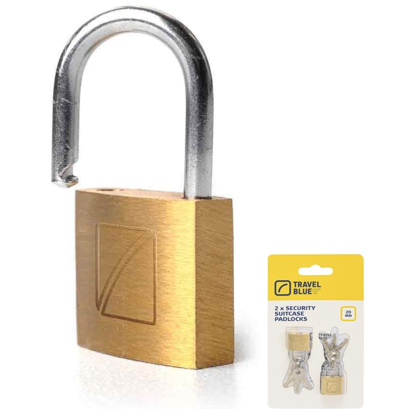 TRAVEL BLUE LUGGAGE PADLOCK WITH KEY, SET OF 2