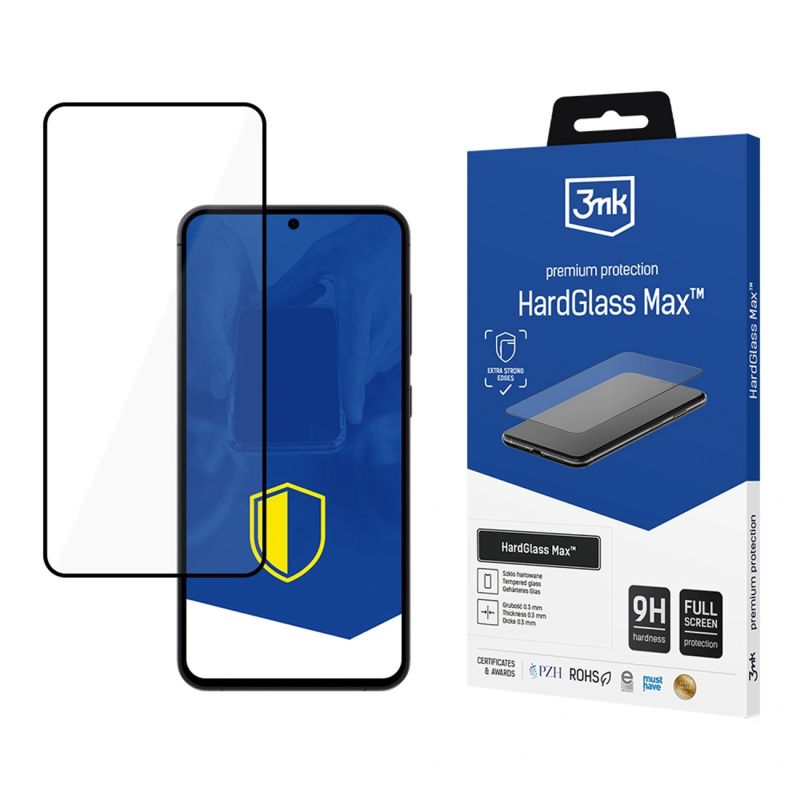 Reinforced full-screen tempered glass 3mk HardGlass Max Black for Samsung Galaxy S25+