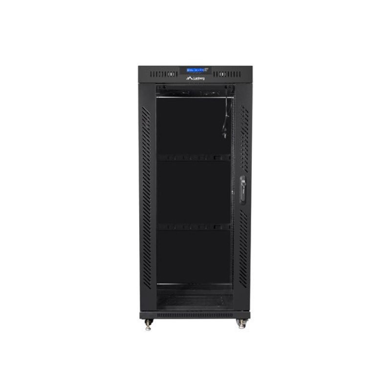 LANBERG FLOOR RACK CABINET 19" 27U 600X600 GLASS DOOR LCD BLACK FF01-6627-12BL (FLAT PACK)