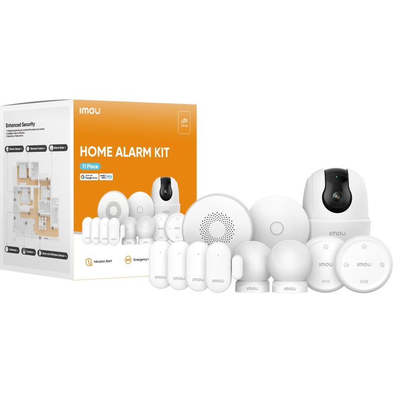 IMOU Alarm System: ZG2 Gateway, ZB1 Remote Controls (2 pcs.), ZD1 Door and Window Sensors (4 pcs.), ZP1 Motion Sensors (2 pcs.), ZR1 Alarm Siren, Ranger 2C 3MP Camera