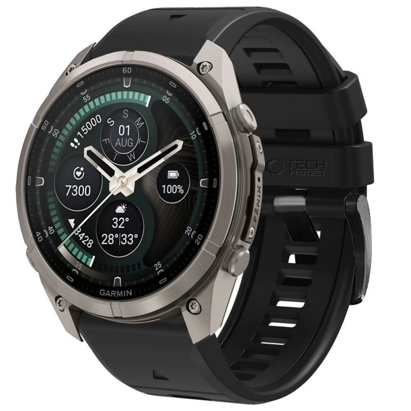 Tech-Protect Silicone Band for Garmin Fenix 5 / 6 / 6 Pro / 7 / 8 / 8 Pro / E / 9 / 9 Pro (51 mm) – Black