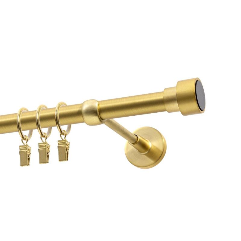 Single Curtain Pole Ø 19 mm, Satin Brass, 400 cm, SLICK, with Rings, KOWALSKI