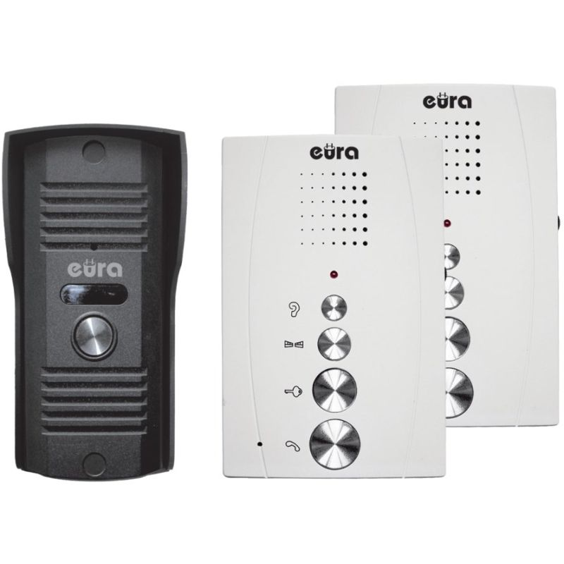 Door Intercom EURA ADP-51A3 “DIFESA” – single-family, 2 indoor handsets, intercom (white)