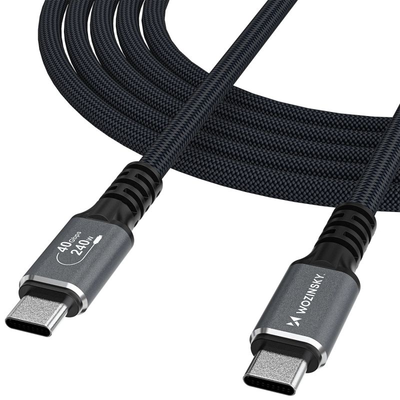 Wozinsky WPS-UY42S USB-C USB4 Cable 40Gb/s 240W 2m 4K - Black