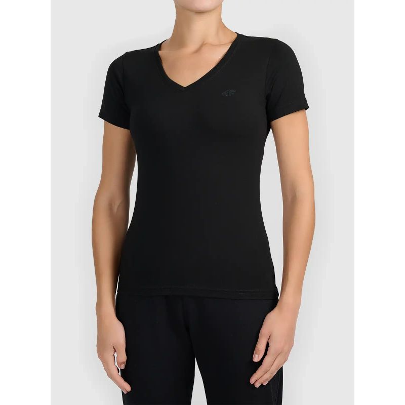 Women's basic V-neck T-shirt 4F 4FWMM00TTSHF3307-20S