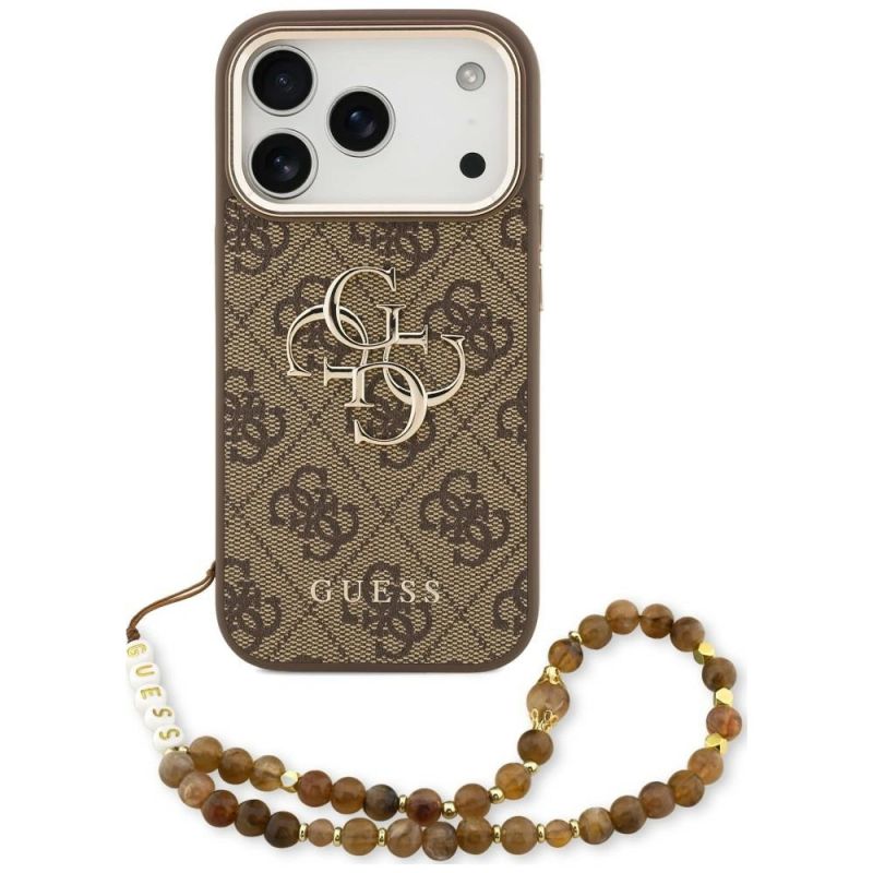Guess 4G Strap 4G Classic Logo Metal Trims Case for iPhone 18 Pro / 17 Pro – brown