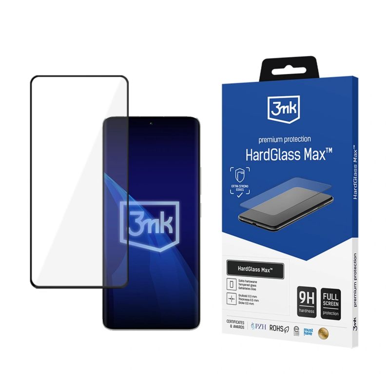 Reinforced full-screen tempered glass 3mk HardGlass Max Black for Xiaomi Redmi Note 13 Pro+