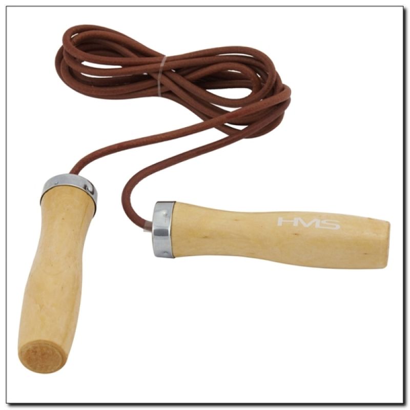 Leather skipping rope with a w..