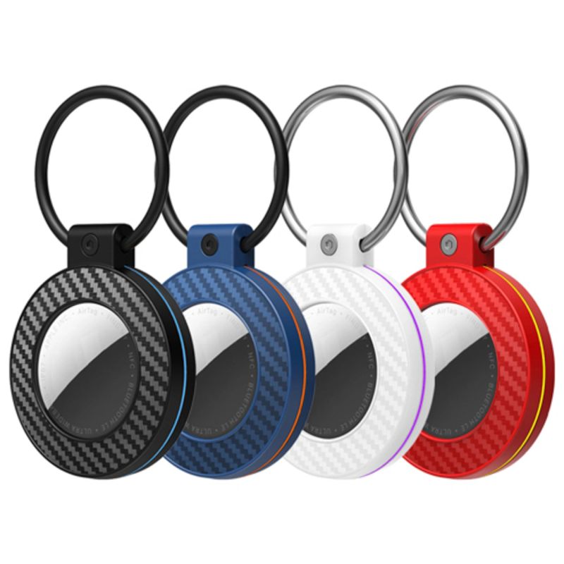 Airtag case carbon fiber keychain 4 pack - multicolor