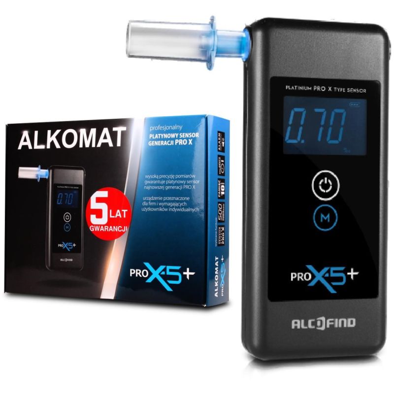 Alcofind Pro x-5+ breathalyzer 5-year warranty, 24-month service